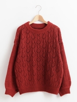 透かし編みルーズニット/レッド