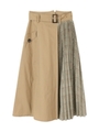 配色プリーツトレンチスカート/ベージュ