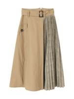 配色プリーツトレンチスカート/ベージュ