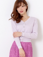 配色ラインリブニット/ピンク系