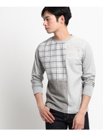 柄パッチワークプルオーバー/グレー(112)