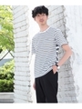 梨地ボーダーTシャツ [ メンズ Tシャツ ]/ライトブルー(391)
