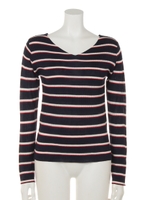 両VネックリブニットPO/柄NVY