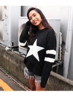 星柄ニット/ブラック(027)