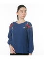 ショルダーフラワー刺繍ニット/ブルー(019)
