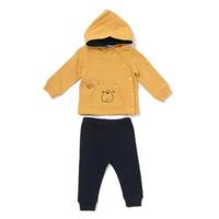 【30%OFF】クマフェイスポケットつき裏起毛パーカー×裏起毛リブパンツセット