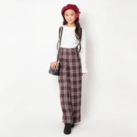 【30%OFF】サスペンダーつきレースアップワイドパンツ