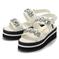 【50%OFF】ビジューつき厚底サンダル