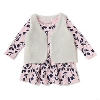 【50%OFF】ベストつきお花柄裏毛ワンピース