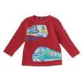 【50%OFF】袖ポケットつき電車プリントコットンTシャツ