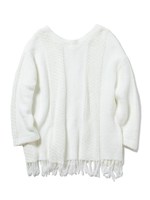 'エアリーモコ×コットン'フリンジプルオーバー/OWHT