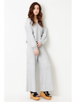 2トーンパフスリーブニットTOP/GRAY