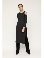 ASYMMETRY CUT RIB TOPS/L/BLK1
