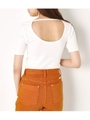 BACK OPEN HALF SLEEVE T／SH/WHT