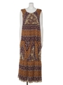 BATIK PRINT DRESS/BROWN