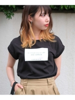 BOXロゴプリントフレンチスリーブTシャツ/ブラック