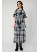 CHECK H／S FLARE ドレス/柄NVY5