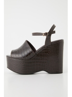 COVERD CROCO WEDGE SANDAL/BRN