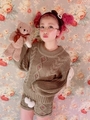 HB rose motif knit/モカ