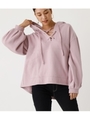 LACE-UP LOOSE HOODIE/L/PNK1