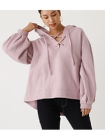 LACE-UP LOOSE HOODIE/L/PNK1