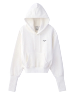 LONG RIBBED SWEAT HOODIE/ホワイト