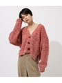 MIX YARN SHORT CARDIGAN/柄PNK5