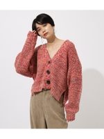 MIX YARN SHORT CARDIGAN/柄PNK5