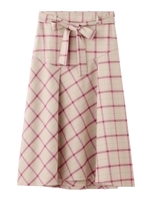 PLAID FLARE SKIRT/ピンク