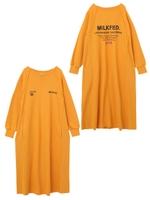 RAGLAN SLEEVE CREW NECK DRESS/イエロー