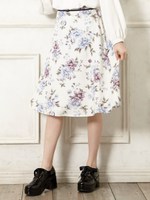 SS大花柄ミディスカート/ブルー