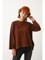 Sweat face スリット ワイド ニット トップス/BRN