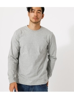 USA COTTON BASIC C／N LONG TEE/T.GRY