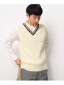 Vネックニットベスト/オフホワイト(003)