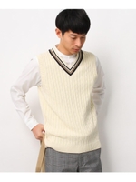 Vネックニットベスト/オフホワイト(003)