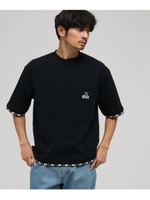 WEB限定 ビッグシルエット フェイクレイヤード 半袖Tシャツ 【BSCL】/ブラック(019)