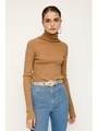 WOOL MIX TURTLE HG TOPS/BEG