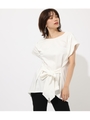 Waist ribbon tops/O/WHT1