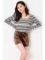 ZIP付ベロアショートパンツ/BROWN