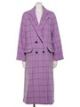[GREED]Reversible Check Wool Long Coat/LAVENDER