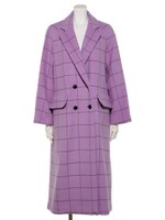 [GREED]Reversible Check Wool Long Coat/LAVENDER