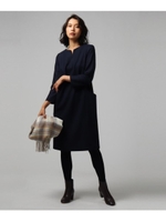 [L]BIGポケットキーネックウールワンピース/ネイビー(093)