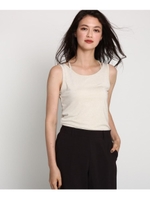 [L]【マシンウォッシュ】バッククロスラメタンクトップ/ライトベージュ(051)