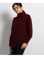 [L]ヘアリーボトルネックニット/ボルドー(064)