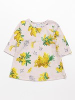 [ベビー]ミモザバードプリント7分袖Tシャツ/ピンク