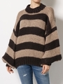 hand knitting ボーダー TOPS/BLK