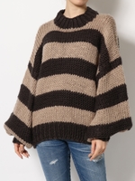 hand knitting ボーダー TOPS/BLK
