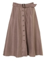 ・ELENCARE DUEベルト付フロントボタンスカート/モカ