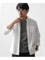 《WEB限定》フレンチリネンパターンシャツ/ホワイト(030)