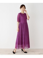 【42(LL)WEB限定サイズ】リッチレースマキシワンピ/パープル(083)